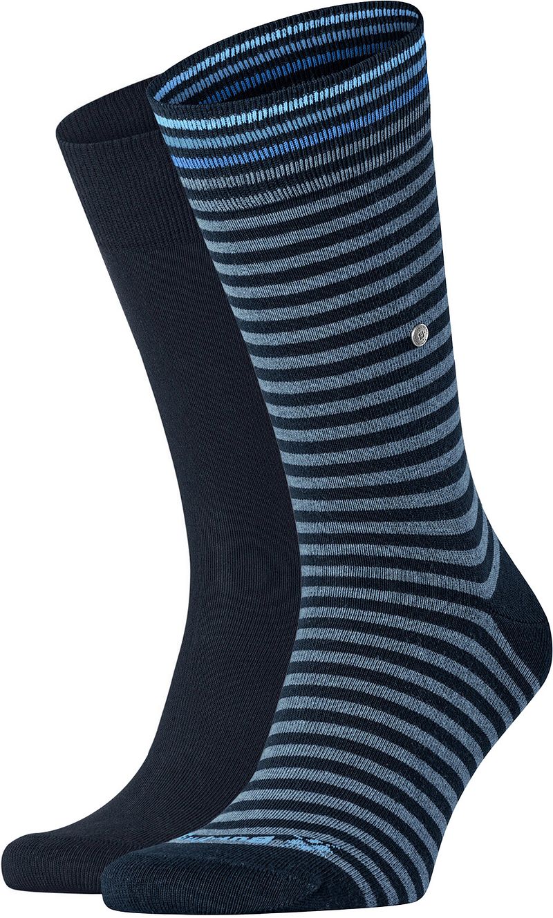 Burlington sokken Everyday Stripe set van 2 donkerblauw
