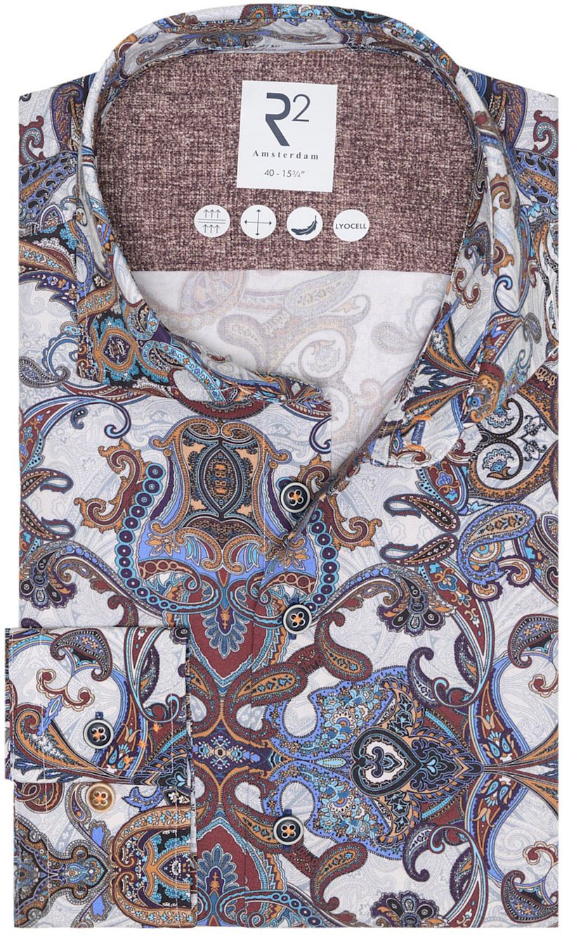 R2 Hemd Lyocell Paisley Multicolour - Größe 42 günstig online kaufen