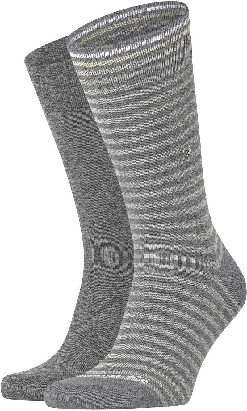 Burlington Sokken Everyday 2-Pack Strepen Grijs