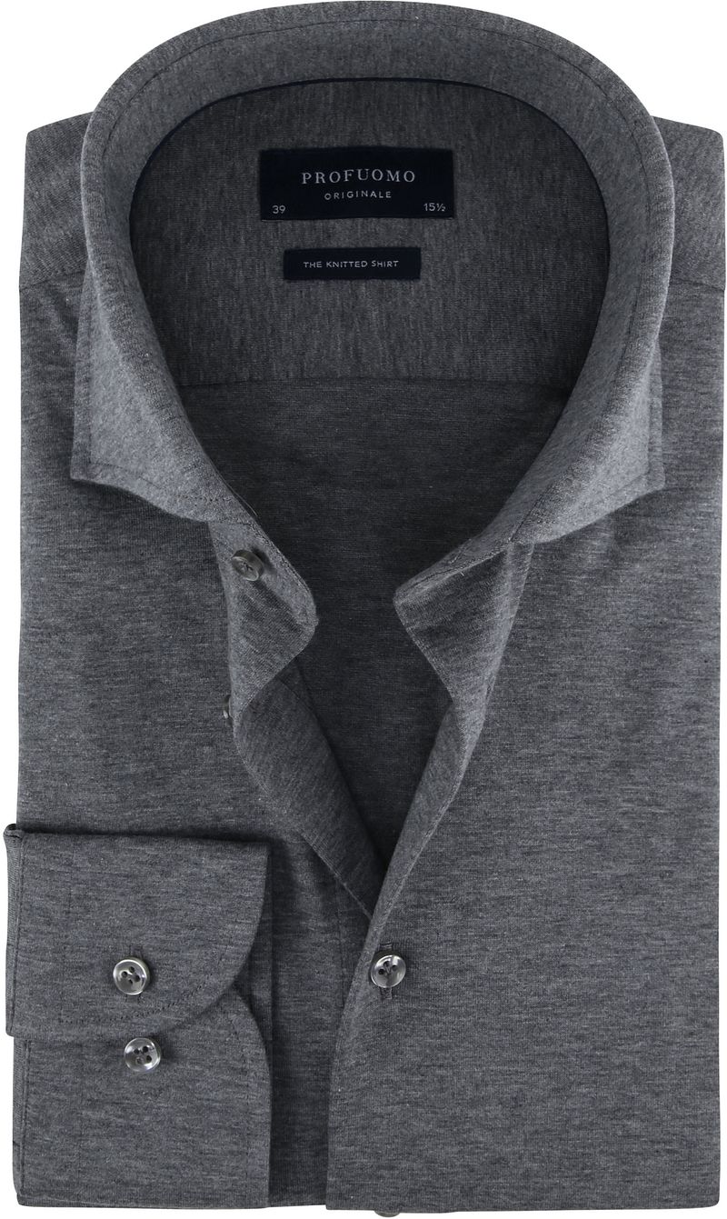 Profuomo Chemise Jersey Tricoté Anthracite Gris taille 39