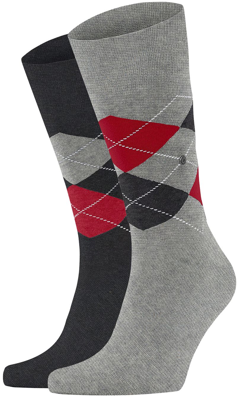 Burlington Sokken met labelapplicatie in een set van 2 paar model 'Everyday Argyle'
