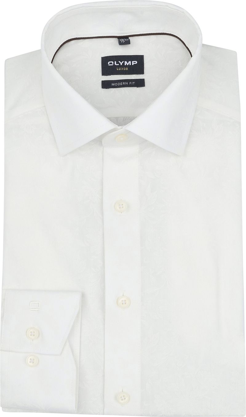 Olymp Luxor Overhemd Flower Ton-Sur-Ton Off White