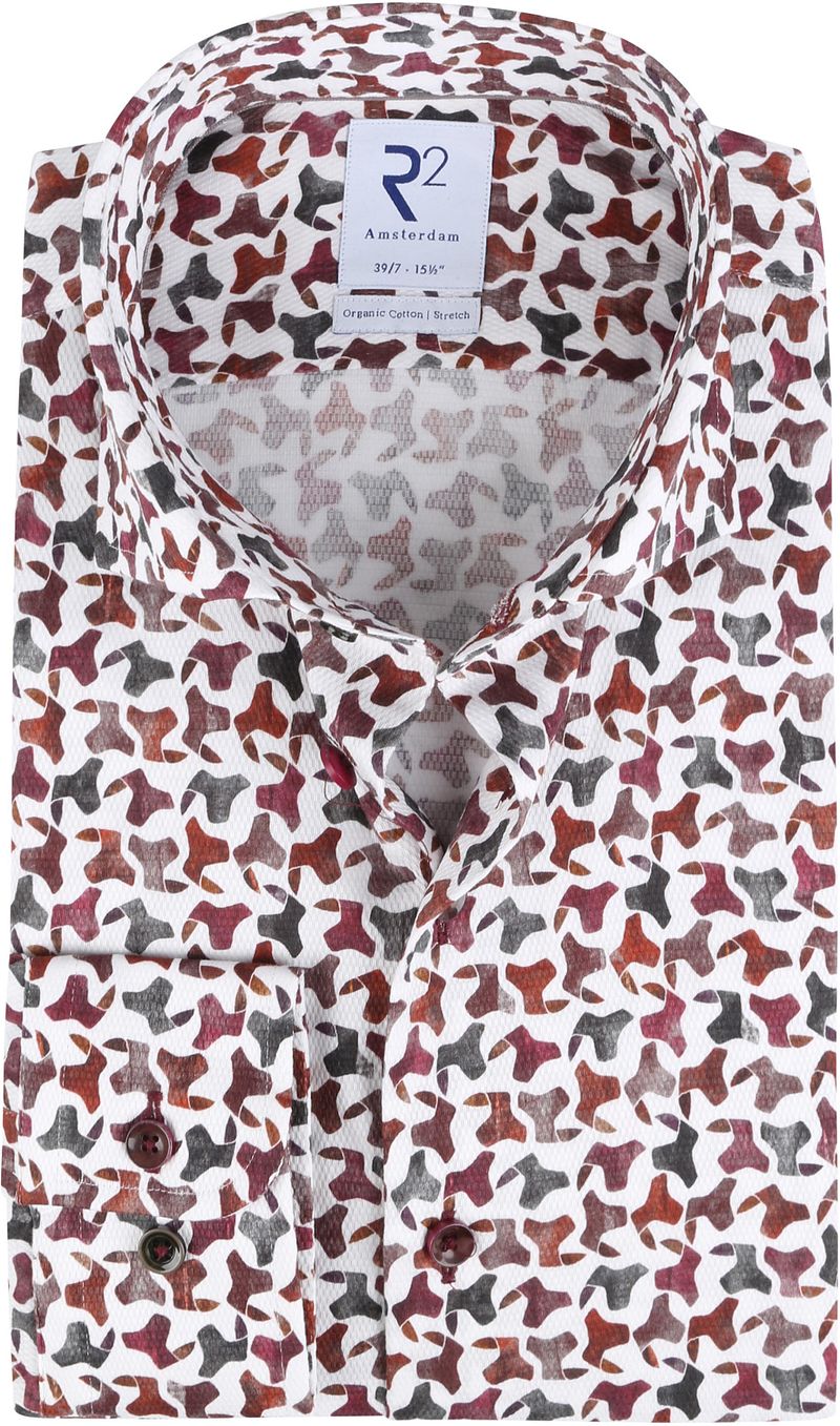 R2 Chemise ML7 Dessin Chaises Tissu Dobby Bordeaux taille 39