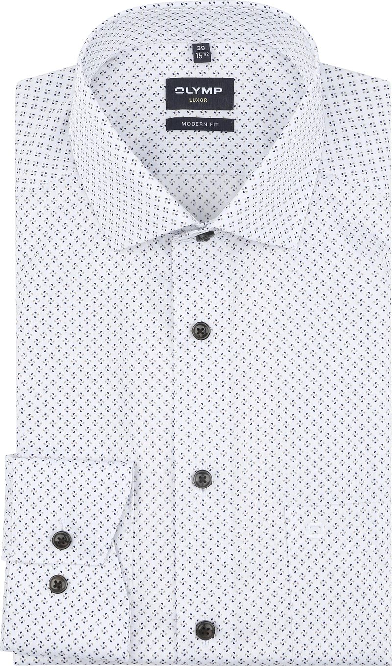 Olymp Luxor Overhemd Print Wit