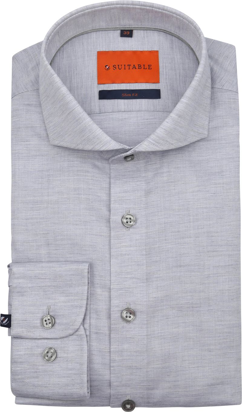 Suitable Melange Hemd Grau - Größe 43 günstig online kaufen