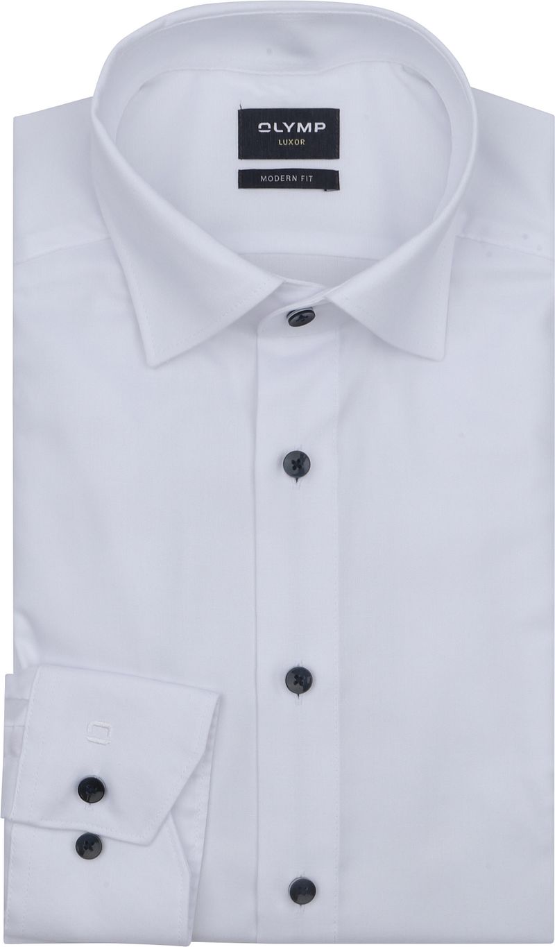 OLYMP Luxor Hemd Contrast Button Weiß - Größe 39 günstig online kaufen