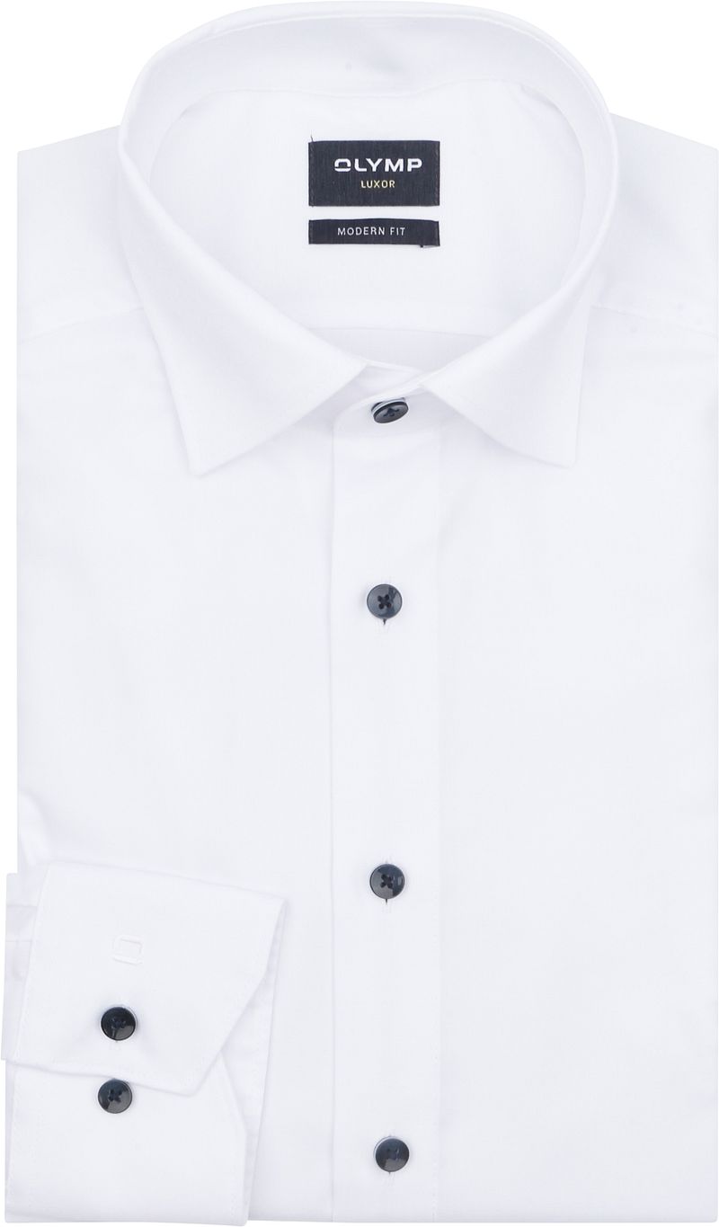 OLYMP Luxor Hemd Contrast Button Weiß - Größe 43 günstig online kaufen