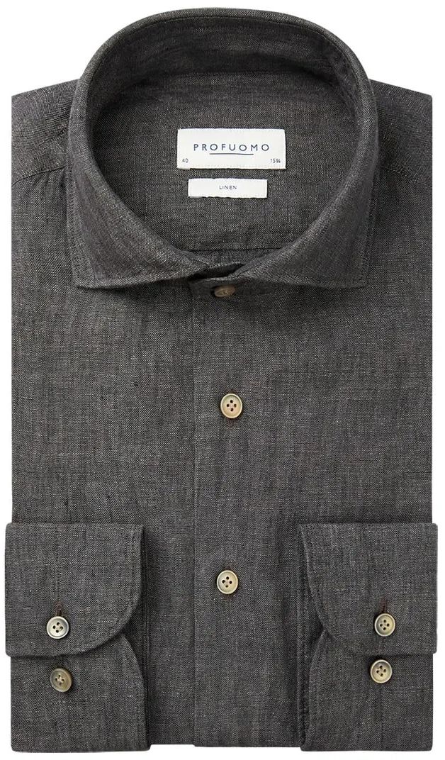 Profuomo Chemise Lin  Anthracite taille 38