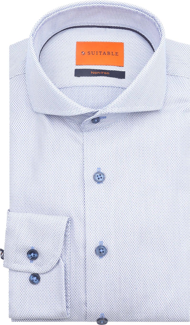 Suitable Hemd Jacquard Luxe Blau - Größe 41 günstig online kaufen