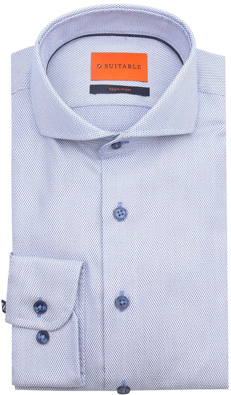 Suitable Hemd Jacquard Luxe Blau - Größe 38 günstig online kaufen