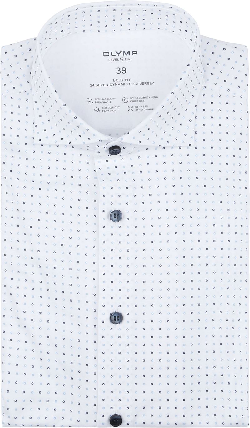Olymp Level 5 Overhemd Stretch Print Wit