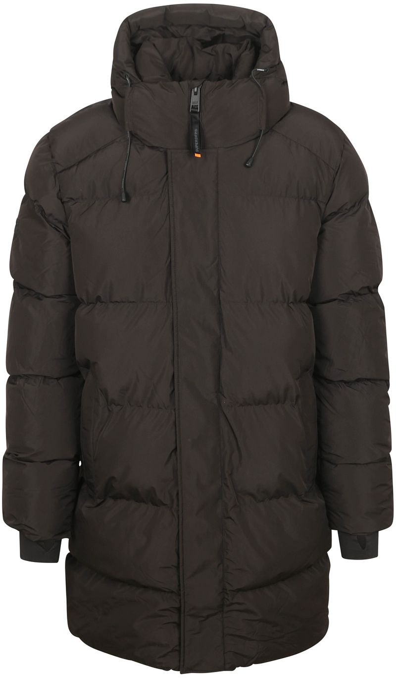Superdry Lange Pufferjacke Hooded Schwarz - Größe M günstig online kaufen