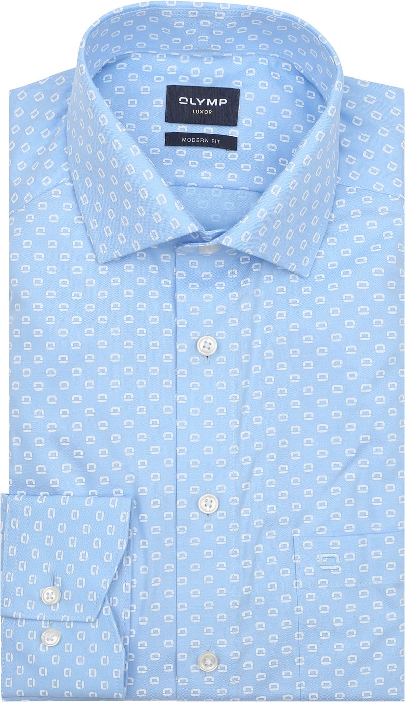 OLYMP Luxor Hemd Druck Logo Blau - Größe 40 günstig online kaufen