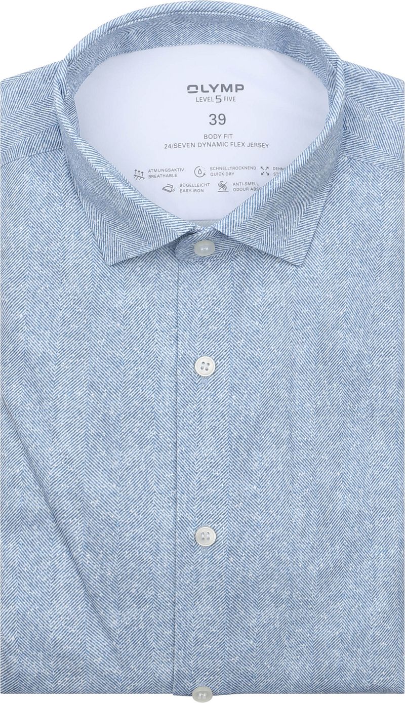 OLYMP Hemd Level 5 24/Seven Herringbone Blau - Größe 42 günstig online kaufen