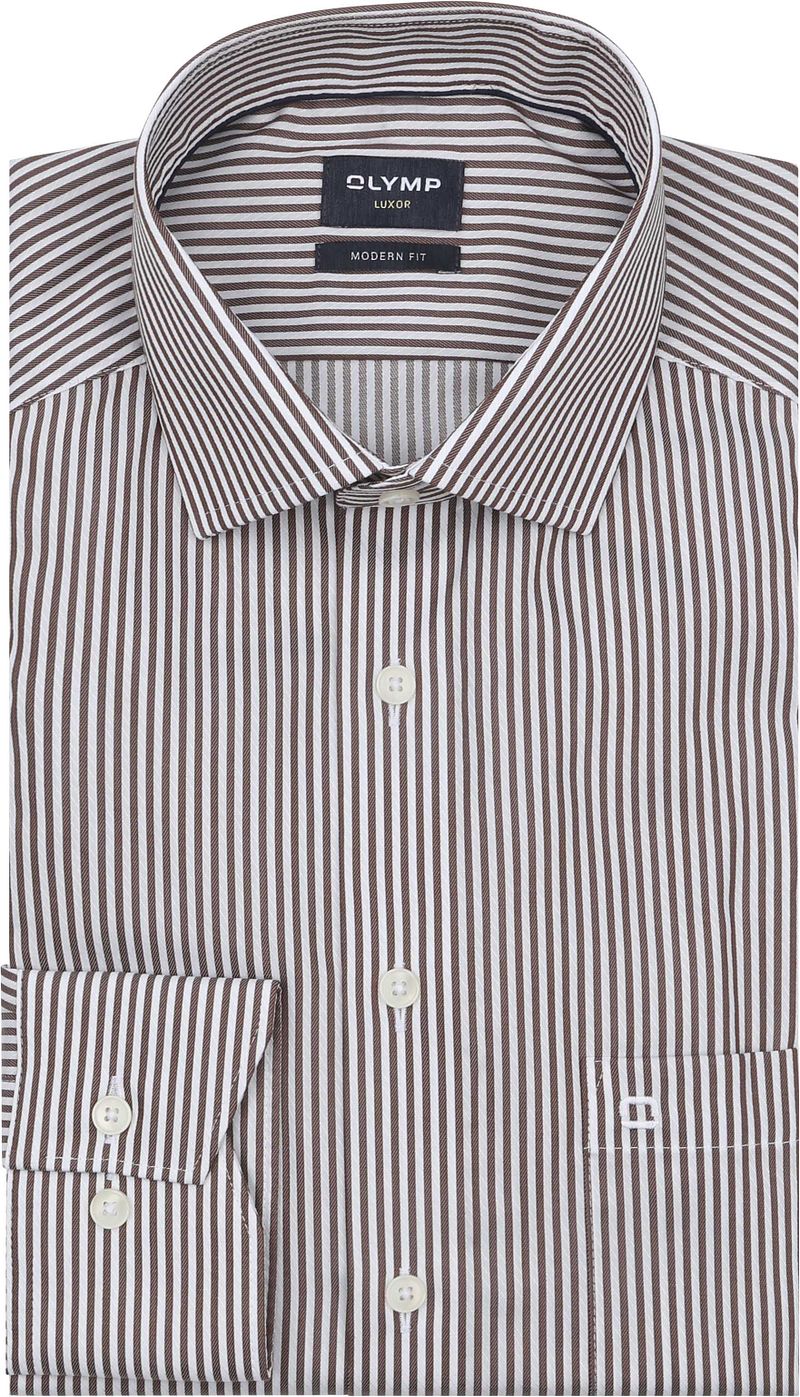 OLYMP Luxor Hemd Streifen Braun - Größe 44 günstig online kaufen
