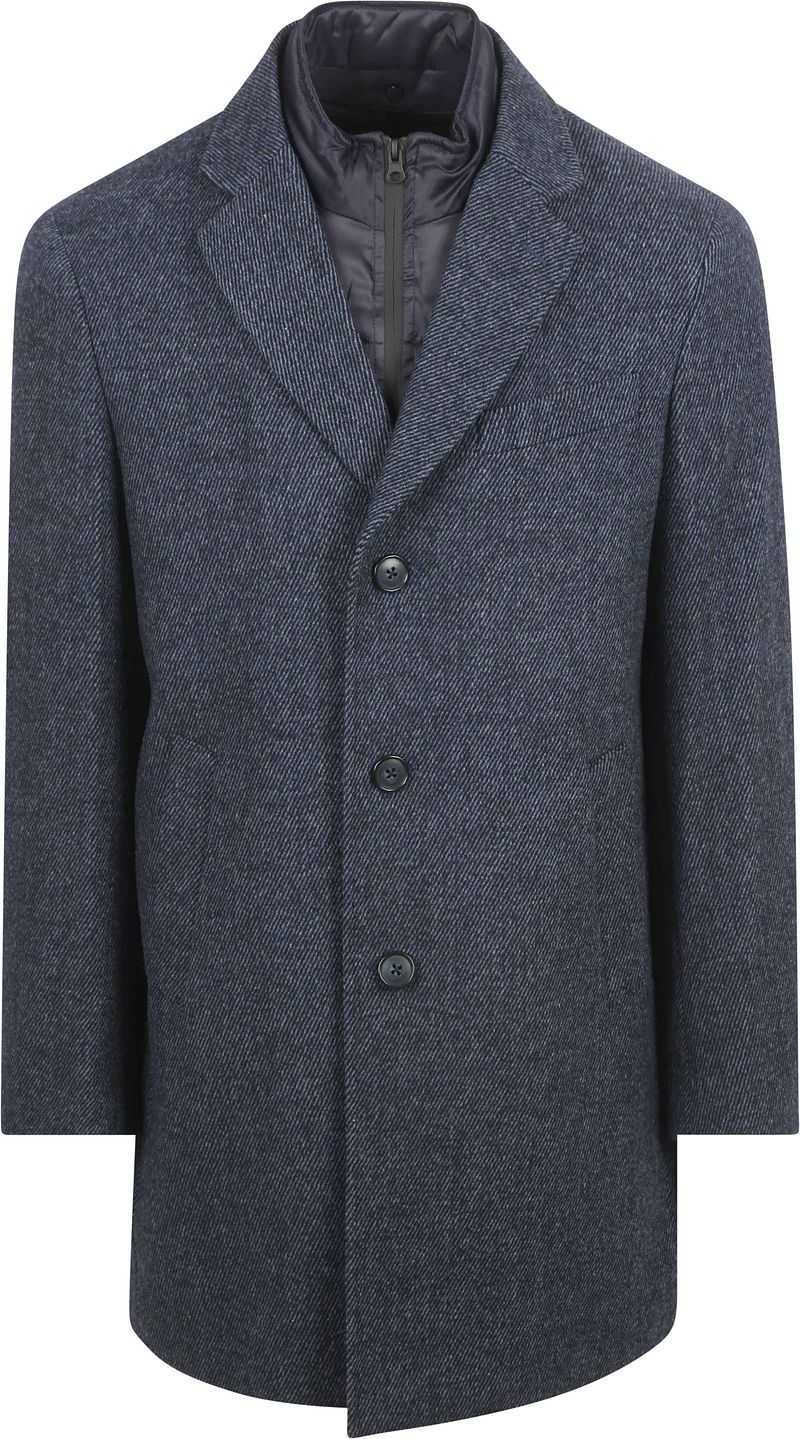 Suitable Coat Wol Twill Donkerblauw