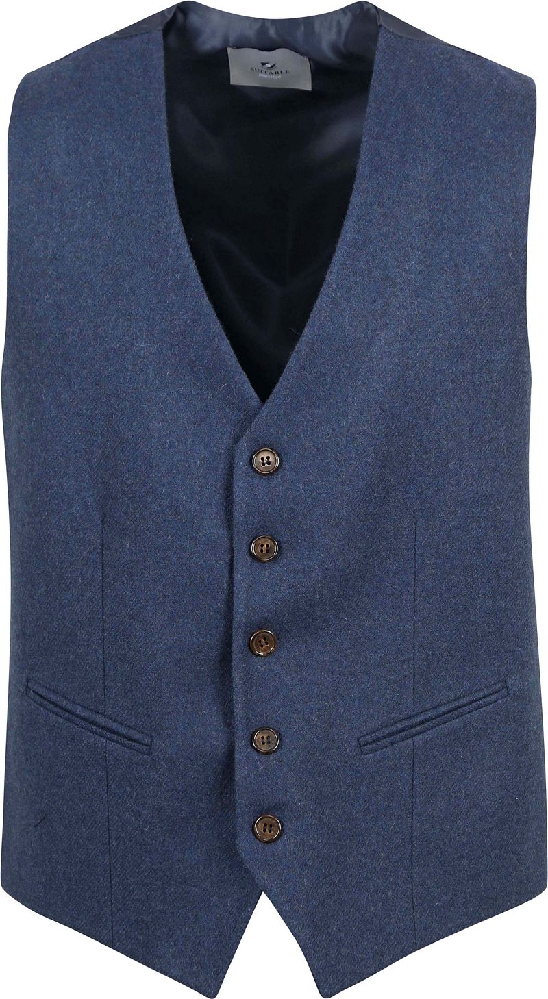 Suitable Blazer Gilet Tweed Mid Blauw
