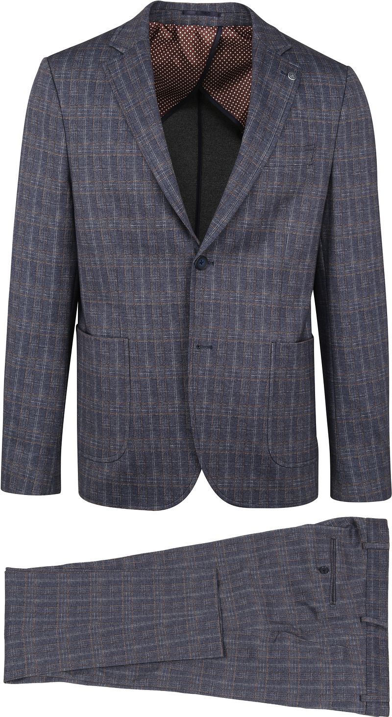 Suitable Costume Jersey Gris Bleu Carreaux  Bleu foncé taille 48