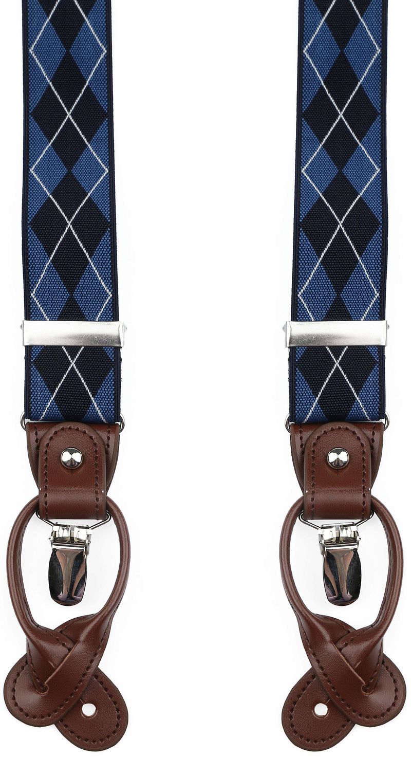 Suitable Riem Luxe Bretels Ruiten Navy