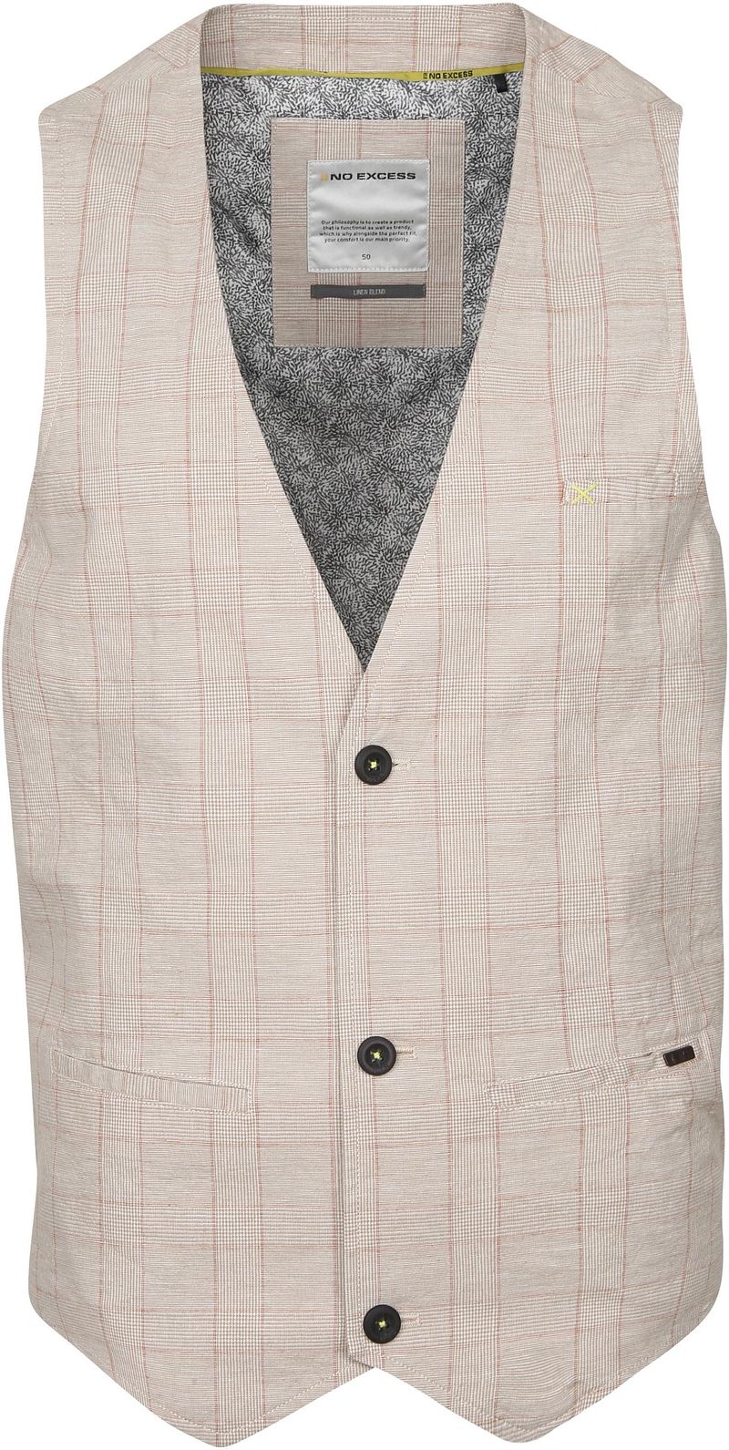 No-Excess Gilet Carreaux Kaki taille 52
