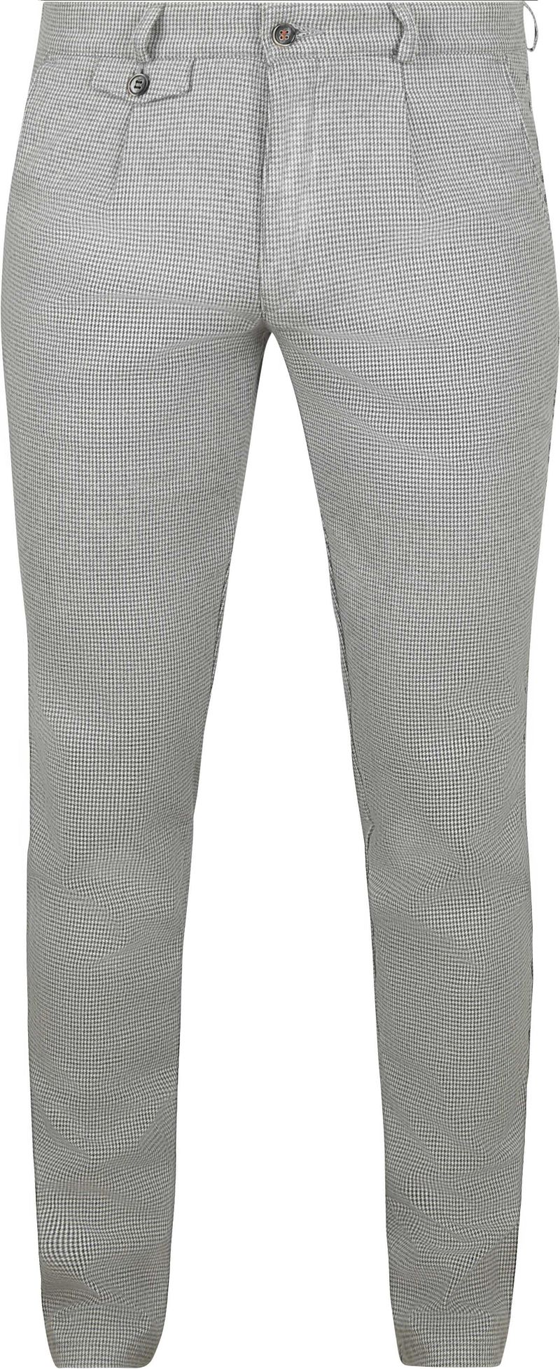 Suitable Chino Pico Pleat Flanel Print Grijs