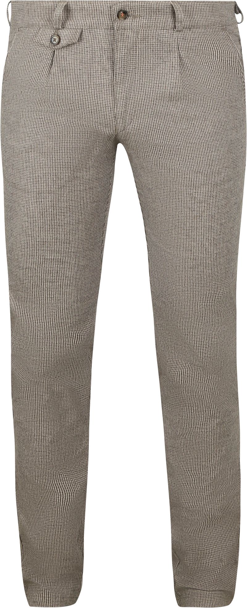 Suitable Chino Pico Pleat Flanel Print Beige