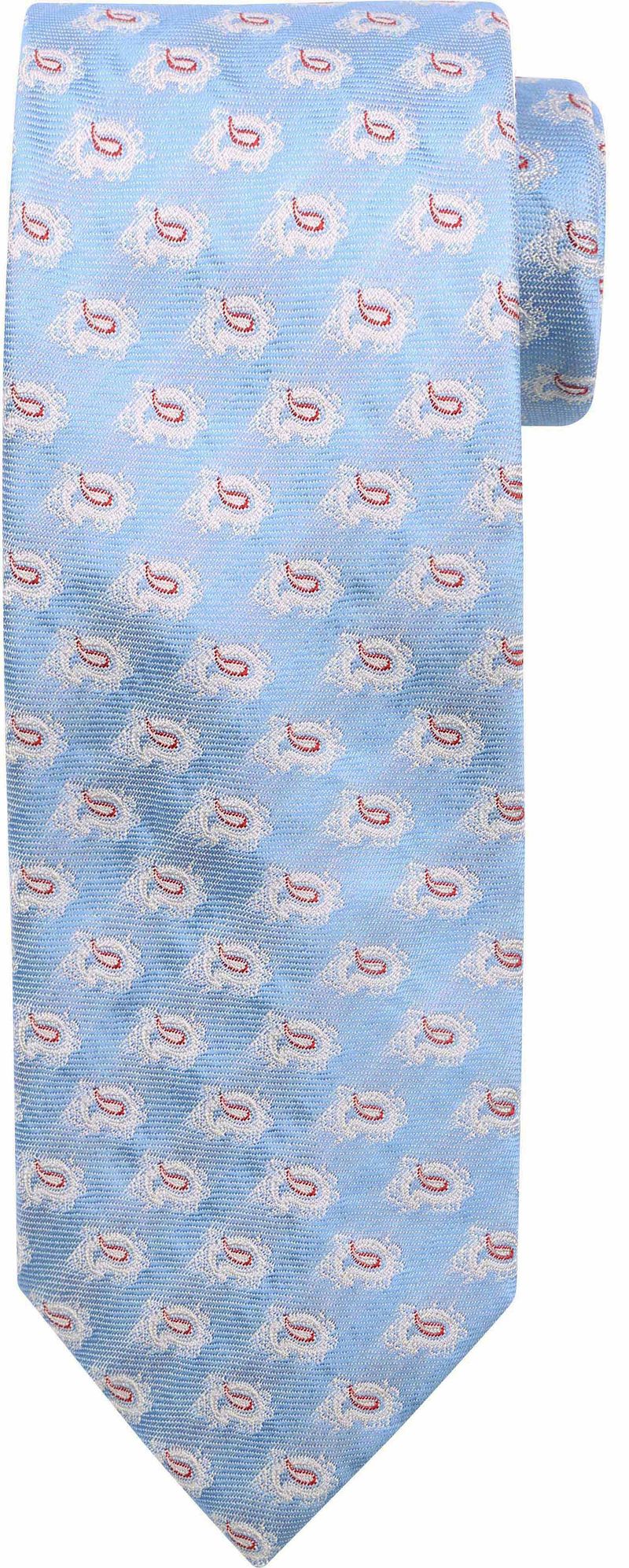 Suitable Stropdas Zijde Paisley Licht Blauw
