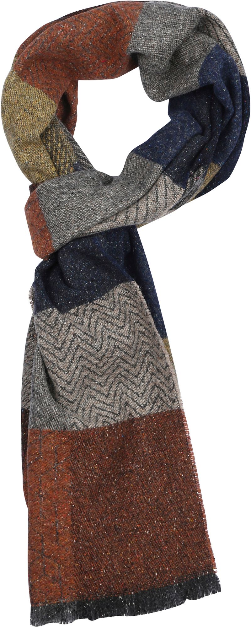 Echarpe pour hommes Mix Laine Cubes Bleu Jaune Rouge Multicoloré