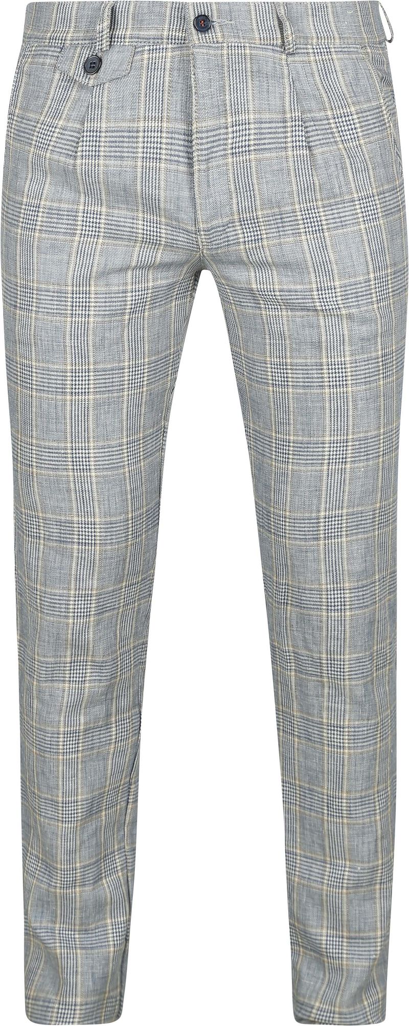 Suitable Chino Linen Blend Ruiten Blauw