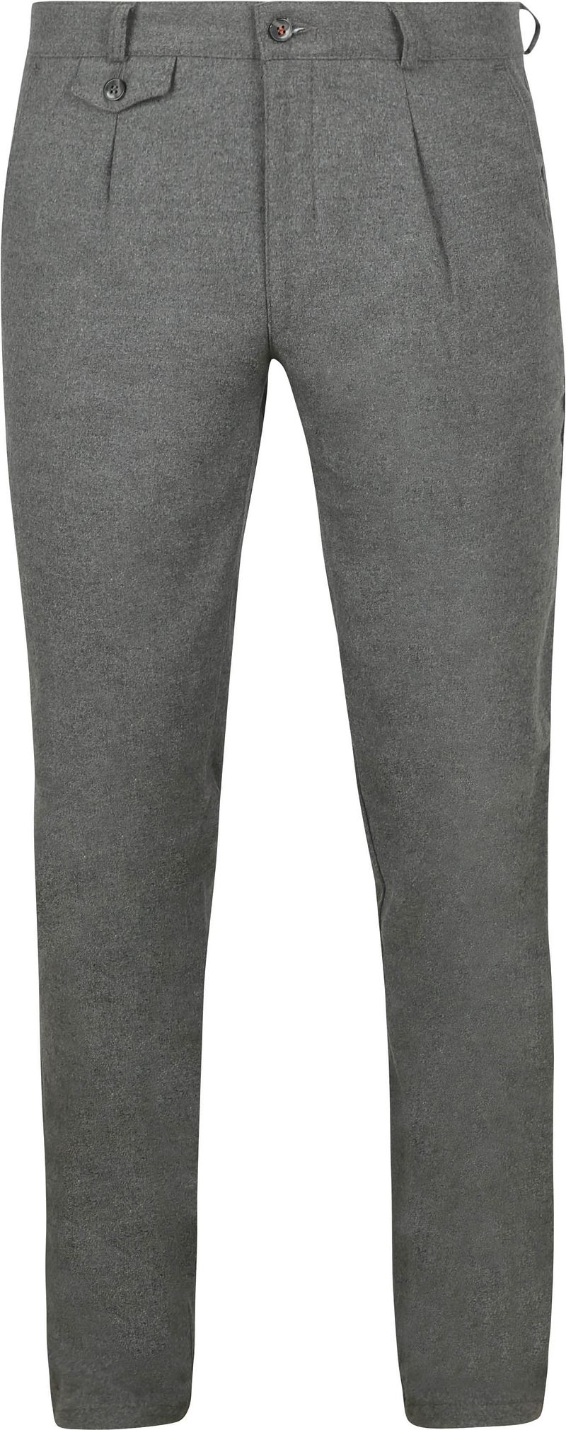 Suitable Chino Pico Pleat Flanel Grijs