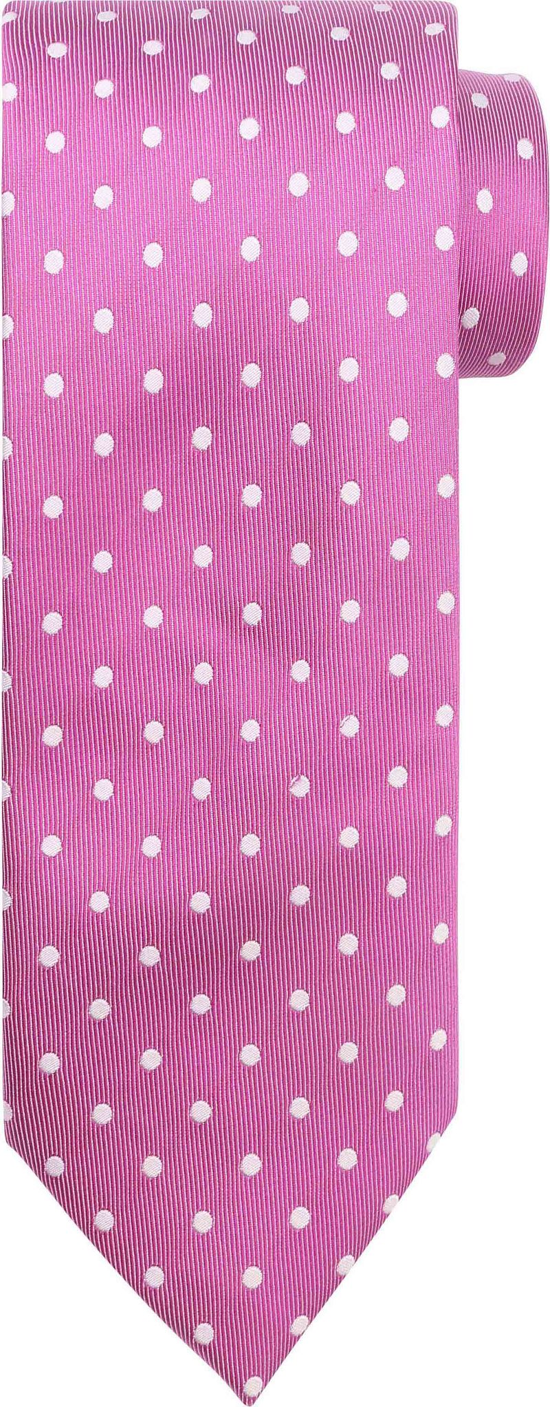 Suitable Zijde Stropdas Stippen Magenta -