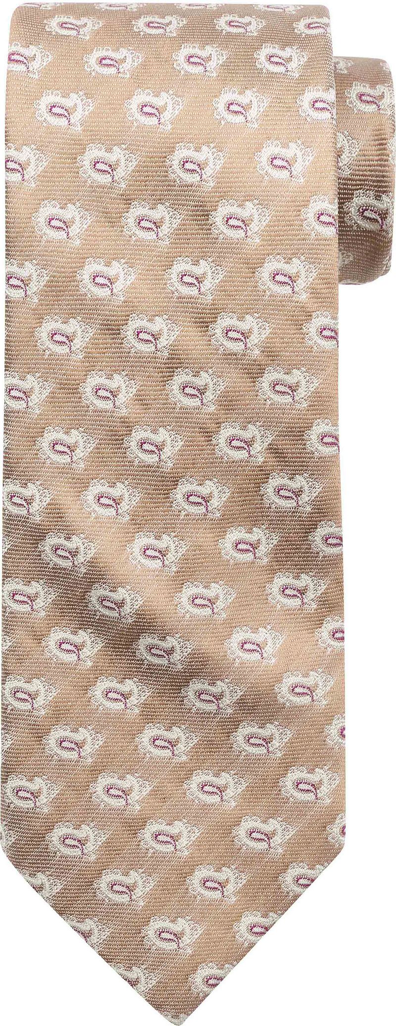 Suitable Stropdas Zijde Paisley Beige