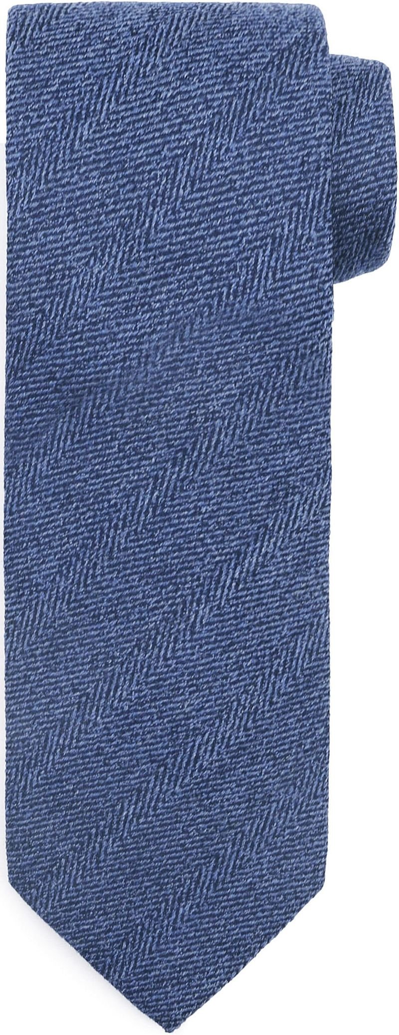 Suitable Stropdas Wol Zijde Visgraat Indigo