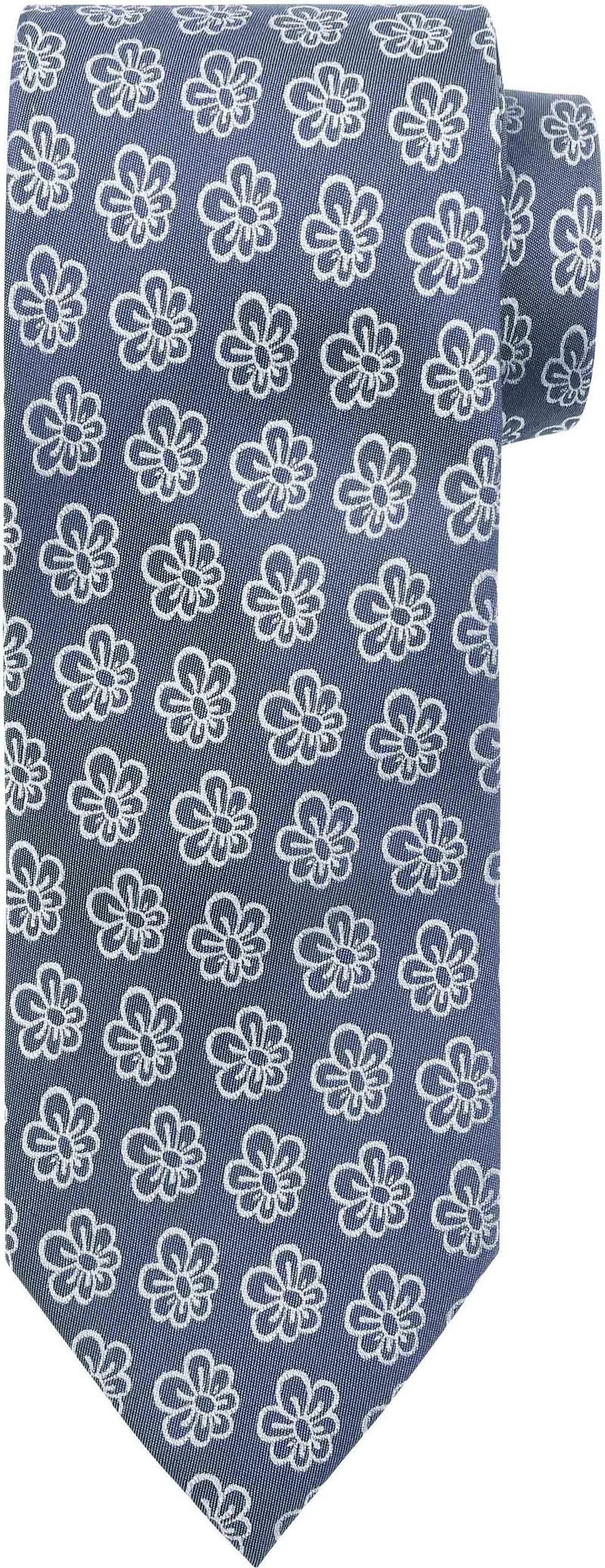 Suitable Stropdas Zijde Bloem Indigo -