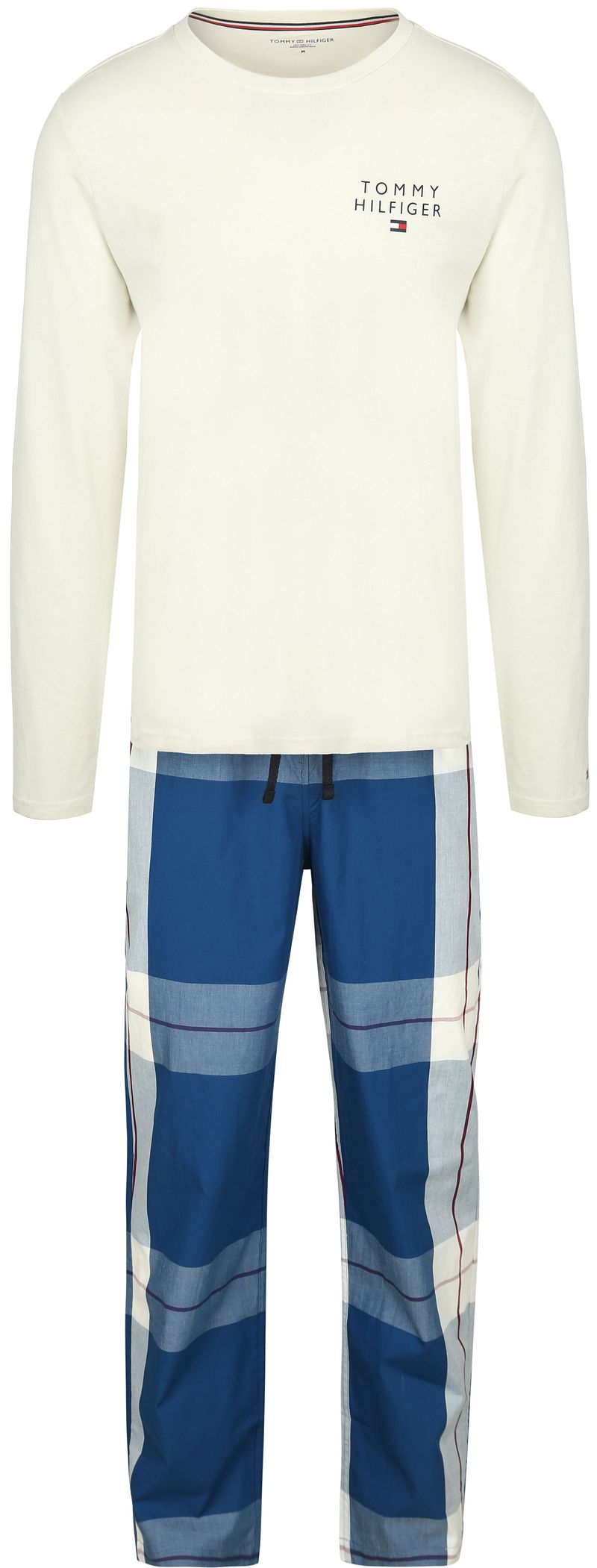 Tommy Hilfiger Pyjama Set Weiß Blau - Größe M günstig online kaufen