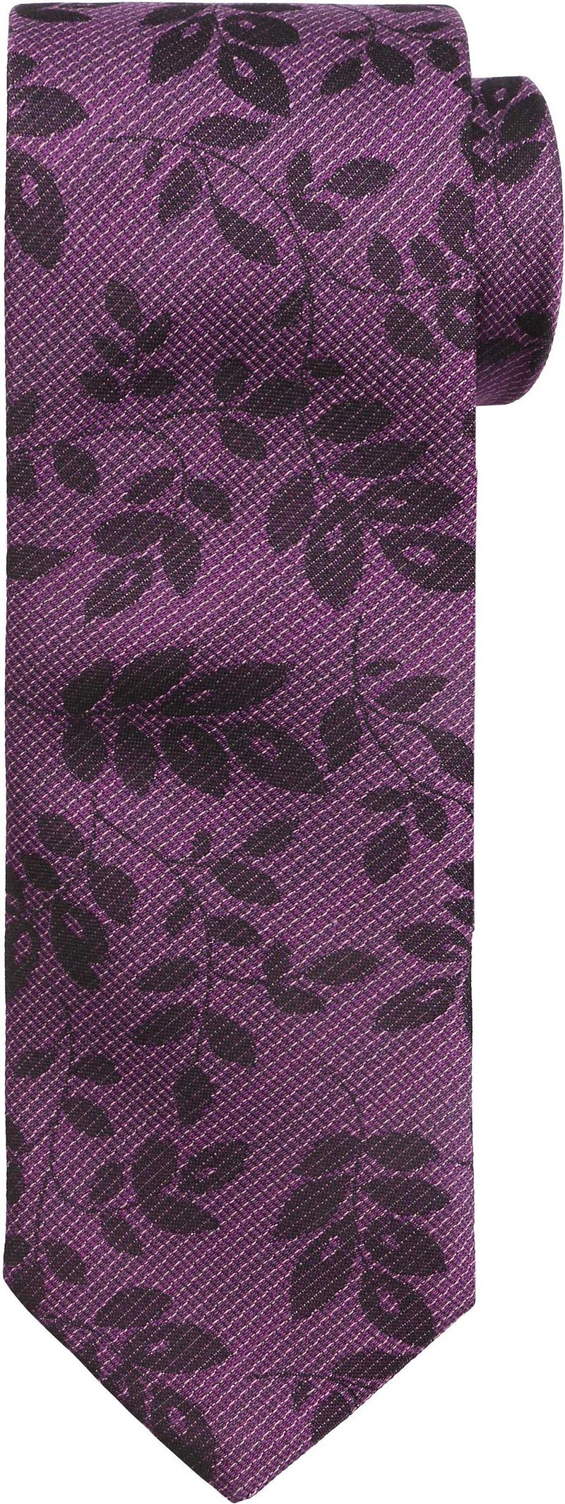 Suitable Zijde Stropdas Bloem Paars -