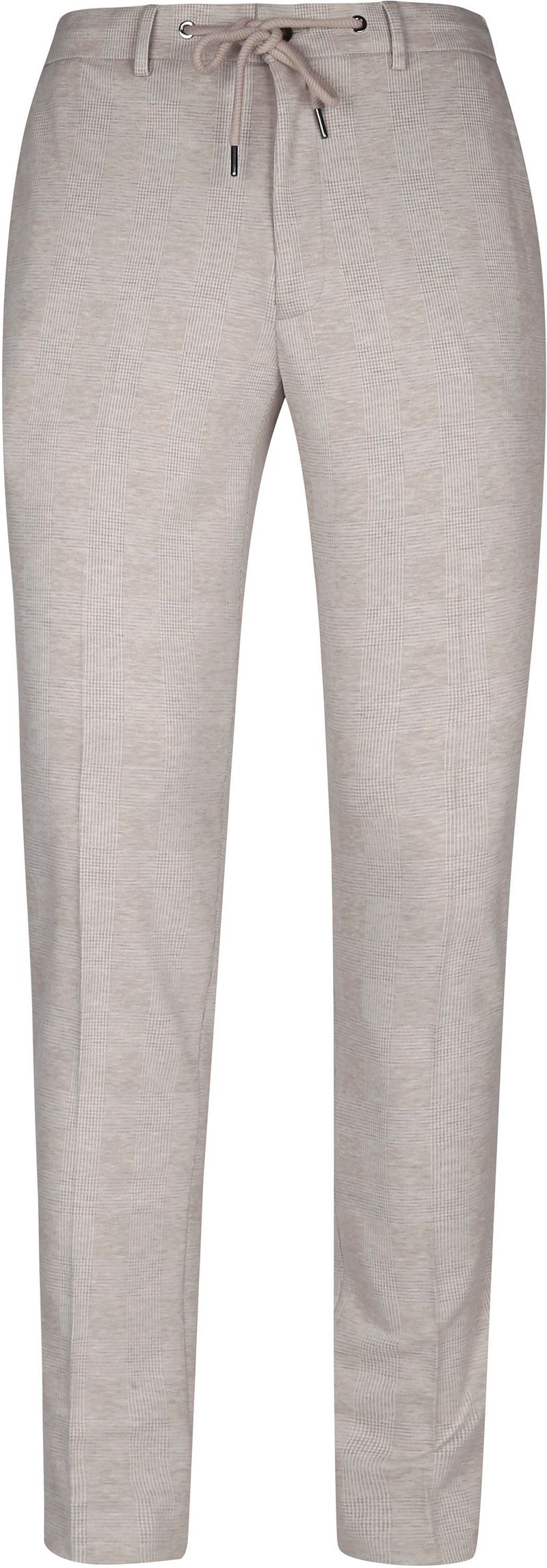 Suitable Pantalon Jersey Zandkleur Ruit