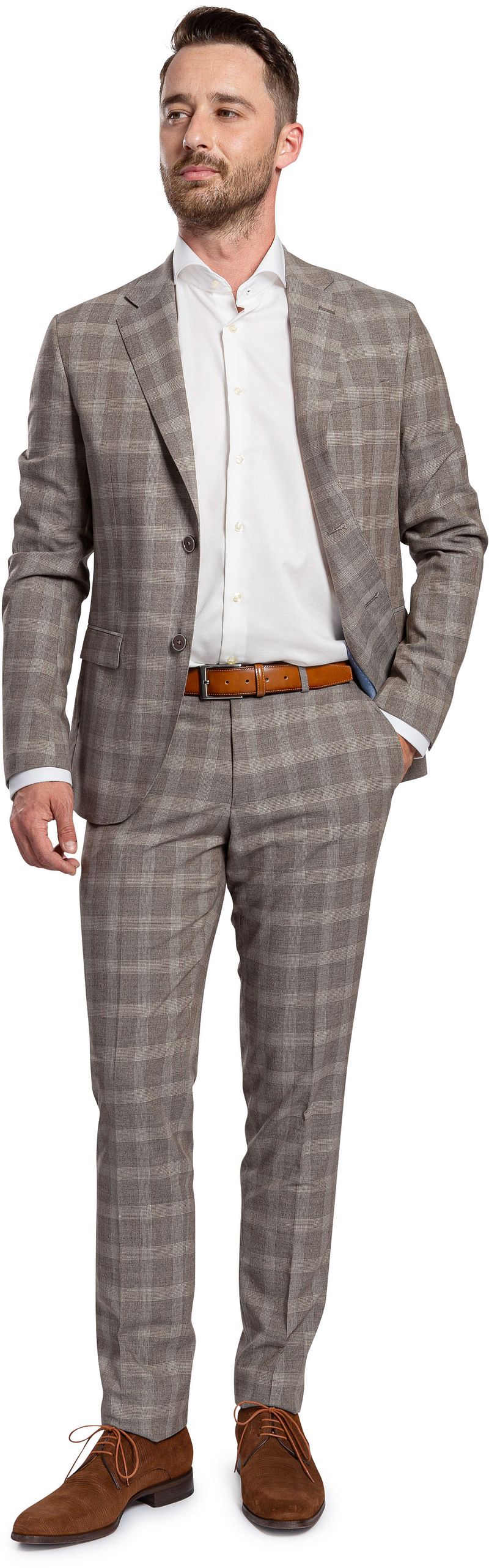 Suitable Costume Strato Carreaux Beige taille 50