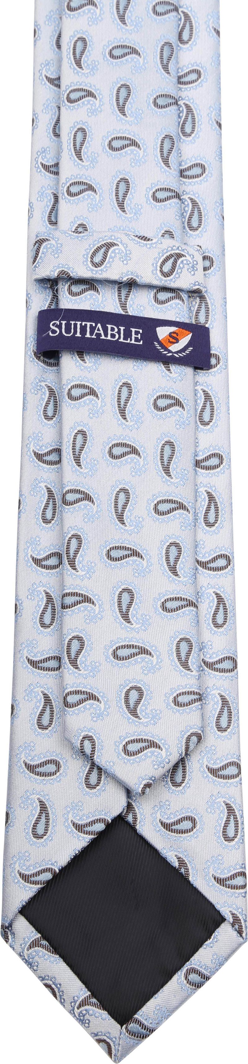 Suitable Stropdas Zijde Paisley Lichtblauw