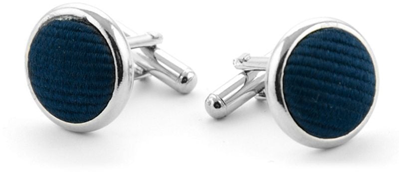 Boutons de manchette en soie Marine F35  Bleu foncé Bleu