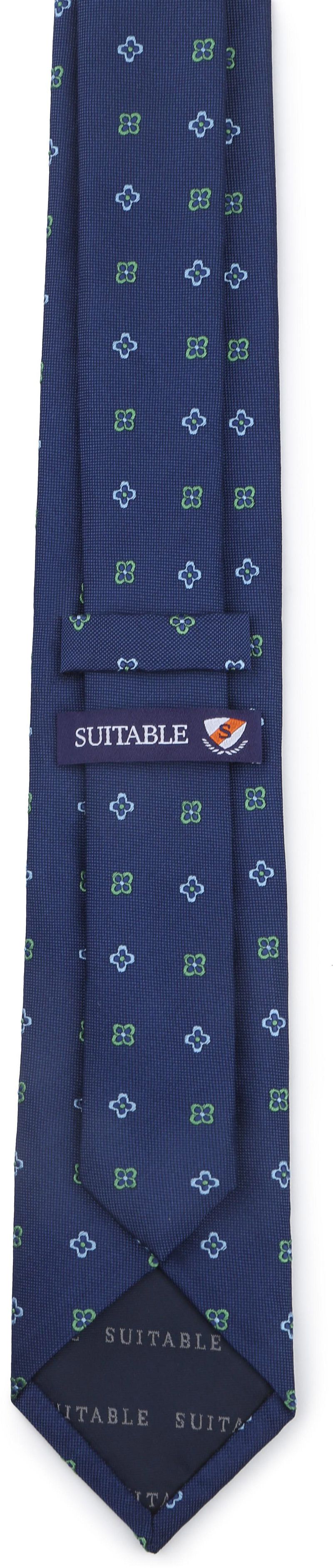 Suitable Stropdas Zijde Bloem Navy