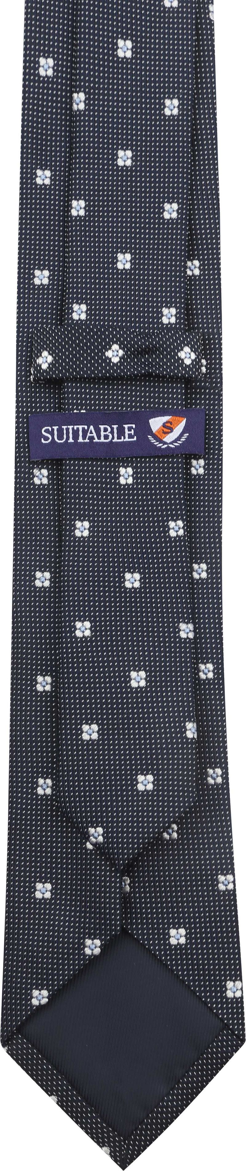 Suitable Stropdas Zijde Bloem Navy