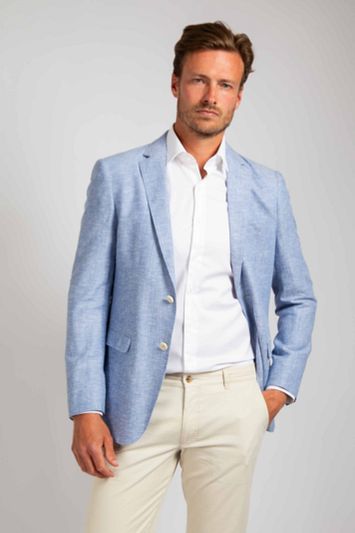 Suitable Blazer Linnen Panama Lichtblauw
