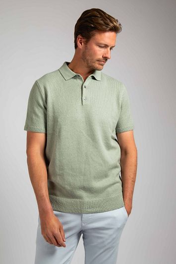 Suitable Heavy Knitted Polo Raw Lichtgroen