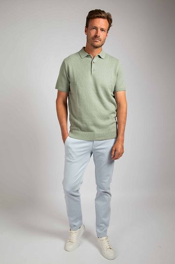 Suitable Heavy Knitted Polo Raw Lichtgroen