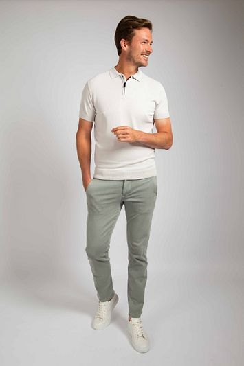Suitable Knitted Half Zip Polo Beige