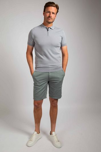 Suitable Knitted Half Zip Polo Dusty Grey