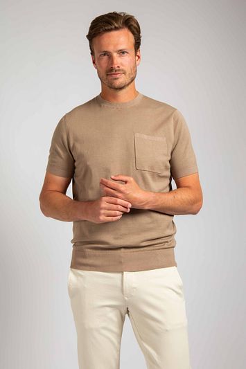Suitable Knitted T-shirt Pocket Compact Camel