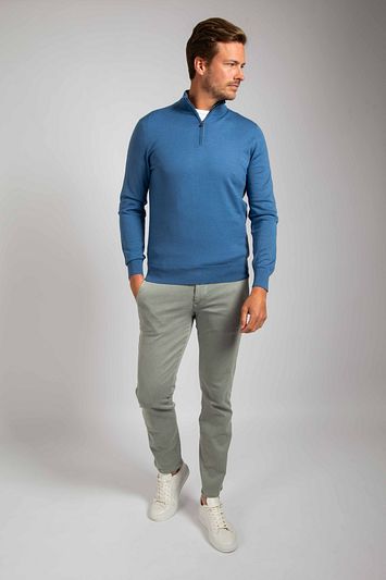Suitable Merino Half Zip Trui Ink Blauw