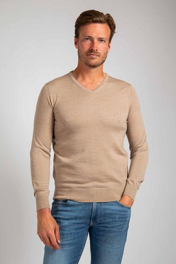 Suitable Merino Pullover V-Hals Beige